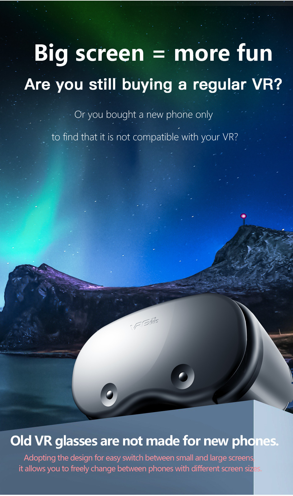 VRGPro X7 casco 3D occhiali VR occhiali 3D occhiali per realtà virtuale cuffie VR per Google cartone 5-7 'Mobile con scatola originale