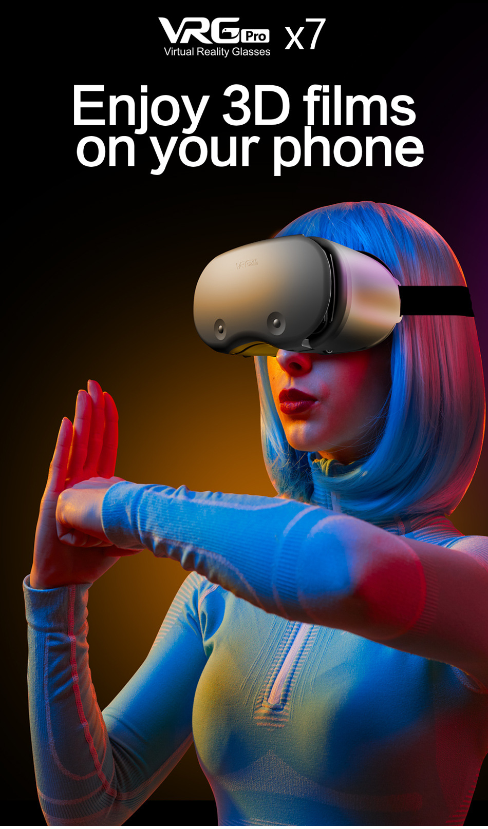 VRGPro X7 casco 3D occhiali VR occhiali 3D occhiali per realtà virtuale cuffie VR per Google cartone 5-7 'Mobile con scatola originale