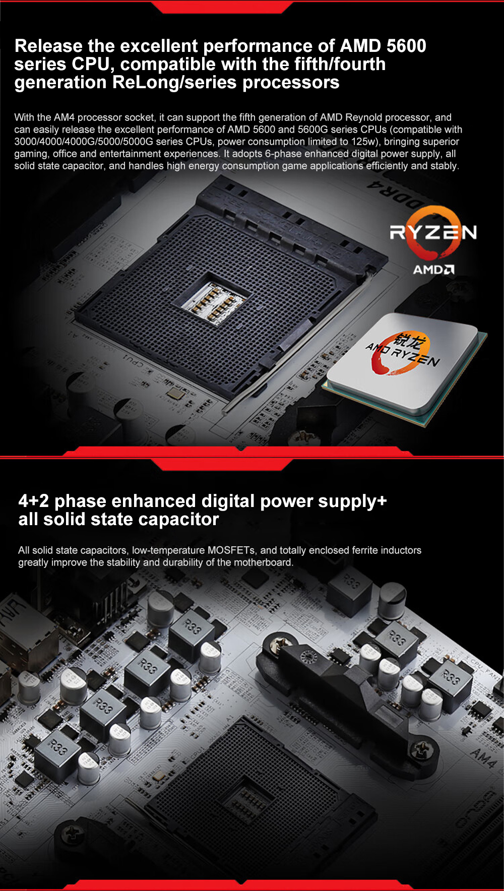 SJS New AMD B550 64G DDR4 Motherboard + AMD New Ryzen 5 5500 R5 5500 3.6 GHz 6-Core 12-Thread CPU Processor Micro-ATX