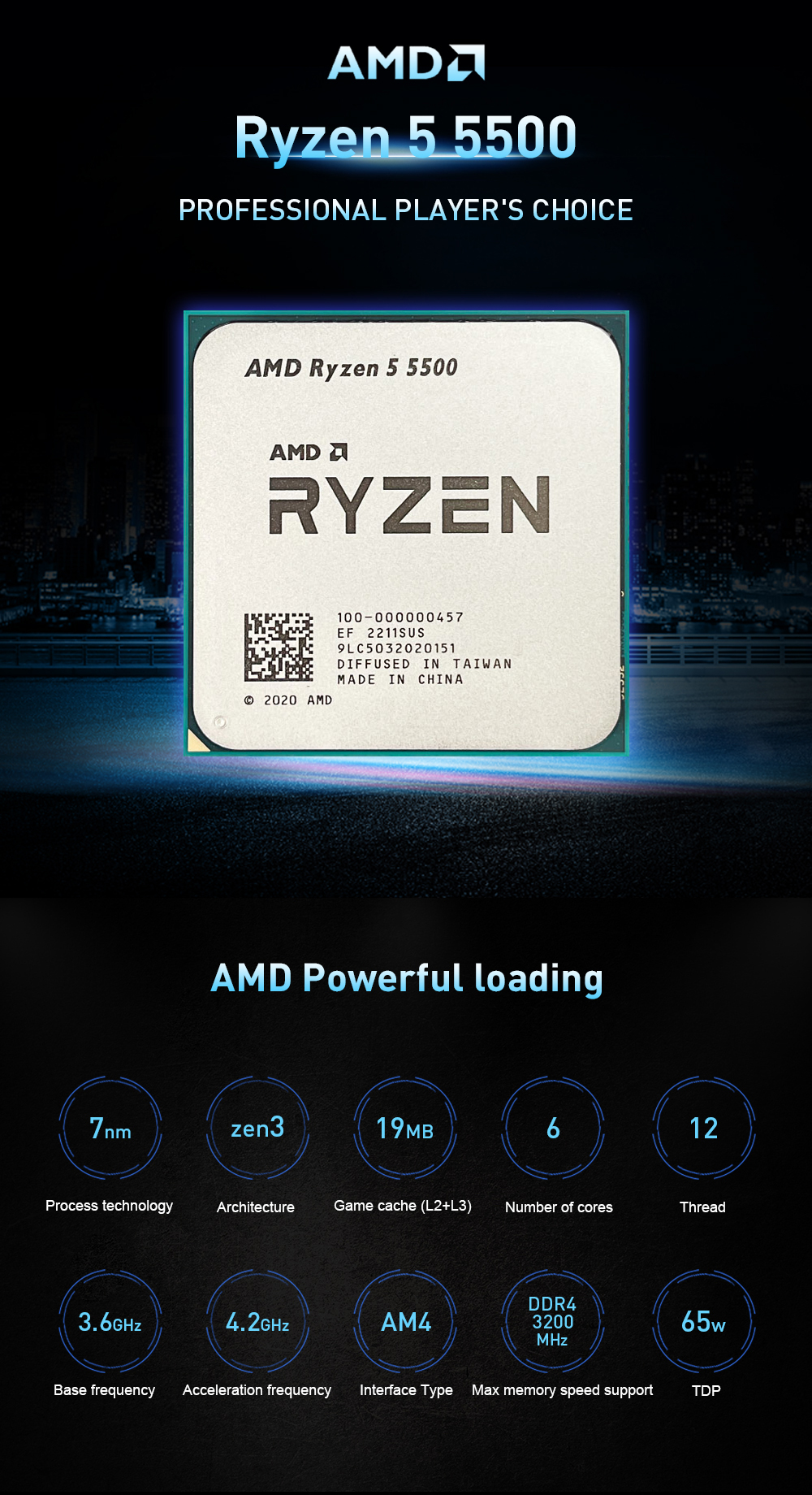BIOSTAR New GAMING B550MH Micro-ATX B550M Motherboard + AMD Ryzen 5 5500 R5 5500 CPU Processor DDR4 64G AM4 Motherboard Kit