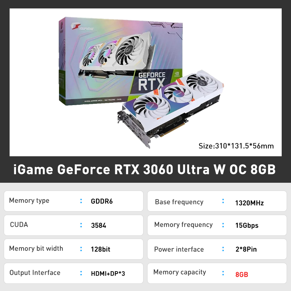 Nuova scheda grafica colorata GDDR6X rtx 3060 3060Ti rtx 3070 rtx 3080 8GB 12GB Gaming GPU schede Video 256 Bit placa de vorideo LHR
