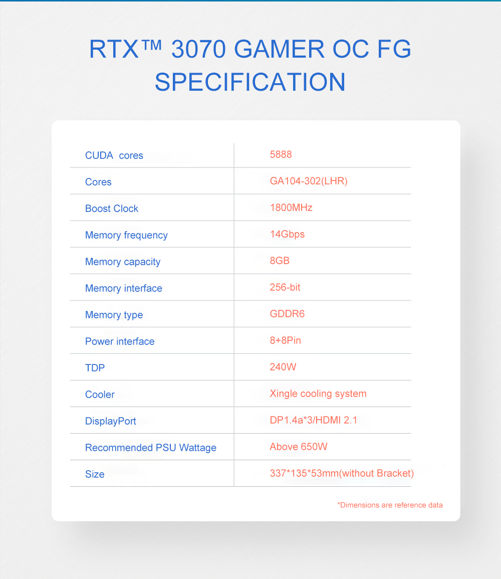 GALAXY New RTX3070TI RTX 3070 8G LHR GAMING schede grafiche NVIDIA GDDR6X RTX 3070Ti 256bit PCI 4.0 scheda Video placa de video