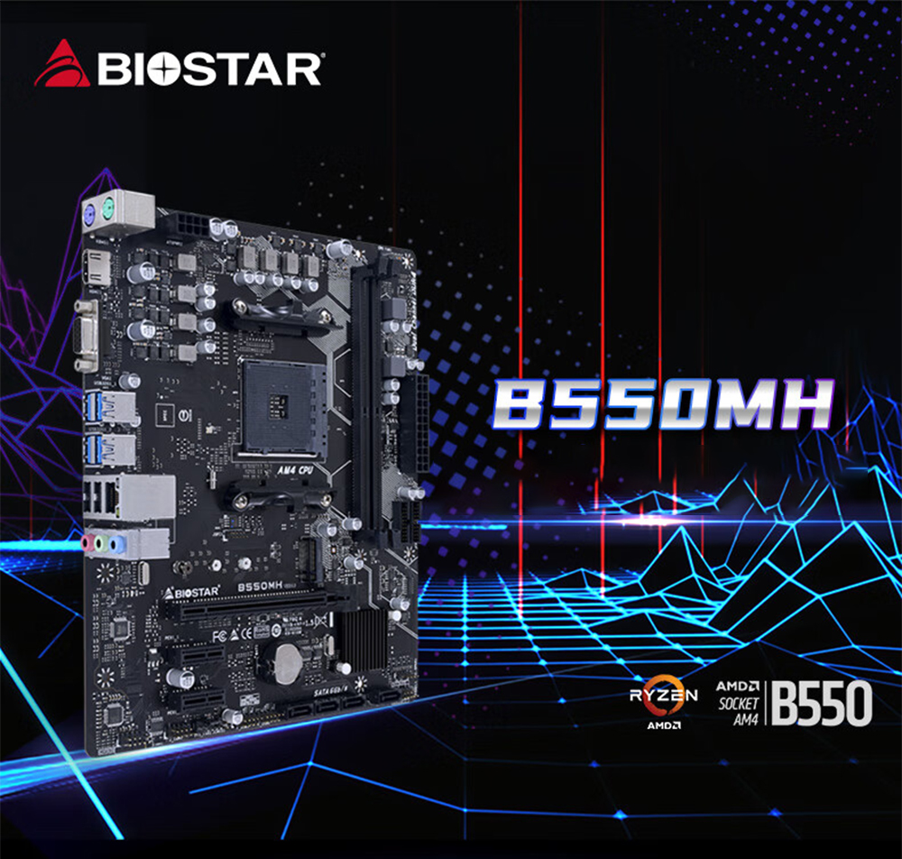 BIOSTAR New GAMING B550MH scheda madre Micro-ATX B550M DDR4 64G AM4 PCI 4.0 supporta processore CPU AMD Ryzen 5 placa mae