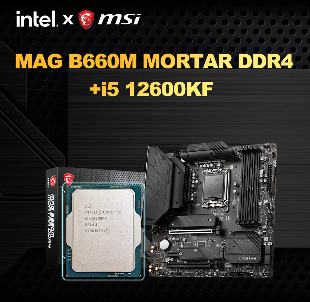 Scheda madre MSI B660M mortaio DDR4 + processore Intel Core i5 12600KF 3.4 GHz CPU a dieci Core a sedici Thread LGA 1700 10NM L3 = 20M 125W