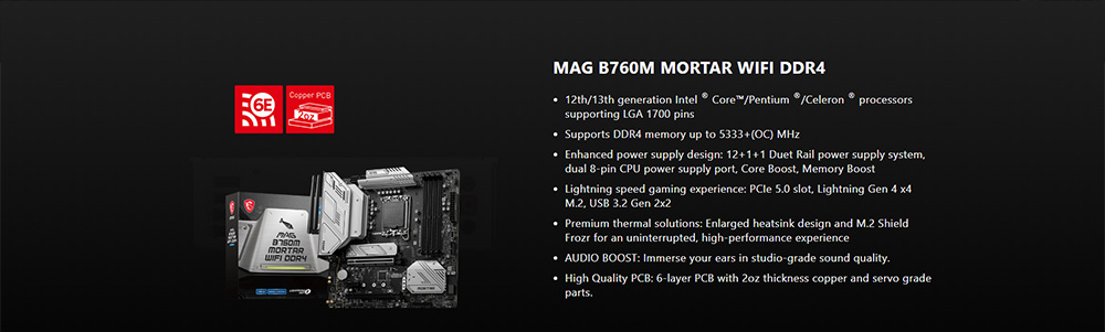 MSI MAG B760M mortaio WIFI DDR4 + Intel I7-13700KF CPU scheda madre Set 3.4 GHz 16-Core 24-Thread processore 10NM L3 = 30M 125W LGA1700