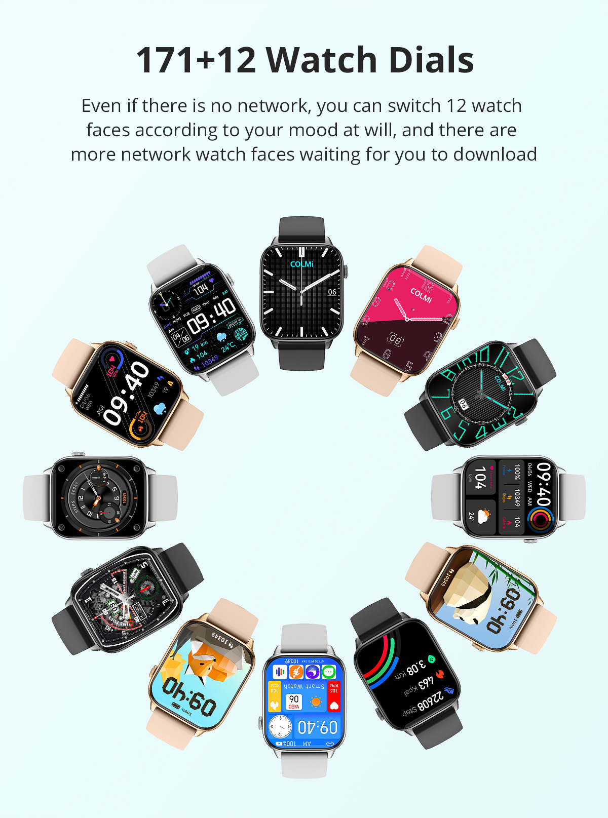 COLMI C60 Smartwatch 1.9 pollici a schermo intero Bluetooth chiamata cardiofrequenzimetro monitoraggio del sonno 19 modelli sportivi Smart Watch per uomo donna