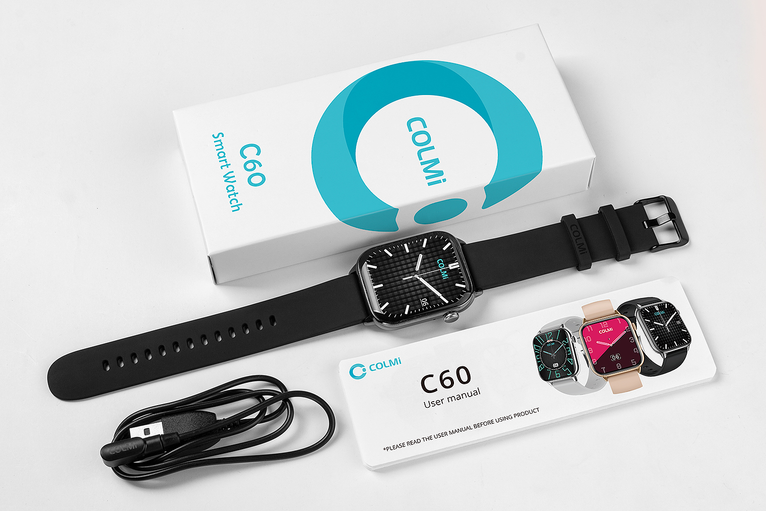 COLMI C60 Smartwatch 1.9 pollici a schermo intero Bluetooth chiamata cardiofrequenzimetro monitoraggio del sonno 19 modelli sportivi Smart Watch per uomo donna