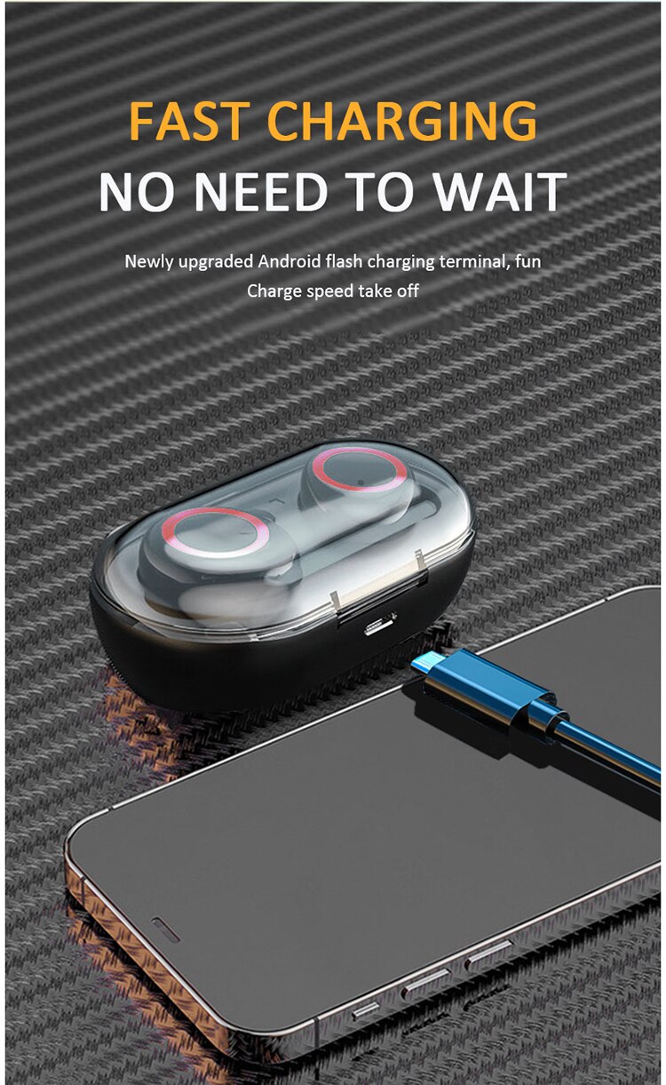 Y50 auricolare Bluetooth auricolare Wireless per sport all'aria aperta 5.0 con Bin di ricarica Display di alimentazione Touch Control auricolari per cuffie