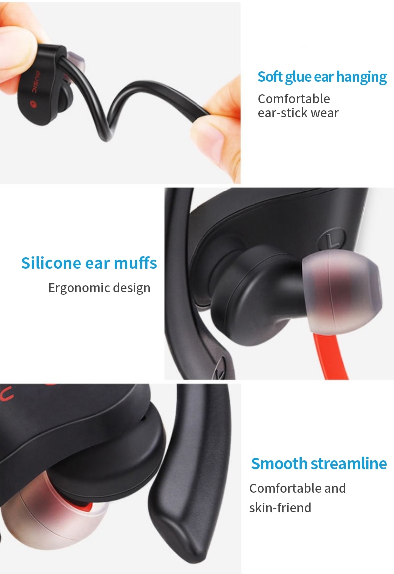 Cuffie Bluetooth Wireless sportive in esecuzione musica Stereo universale Mini Dual in tappi per le orecchie da appendere all'orecchio universale