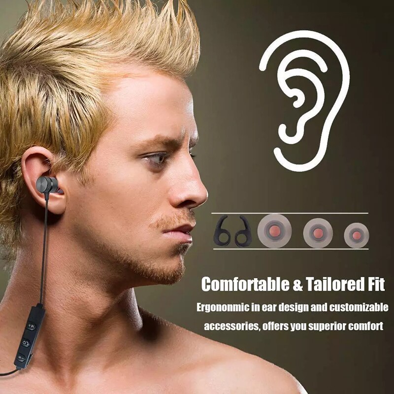 Auricolare Bluetooth sportivo stereo binaurale senza fili appeso all'orecchio in esecuzione super lungo standby testa di aspirazione magnetica collo appeso al collo