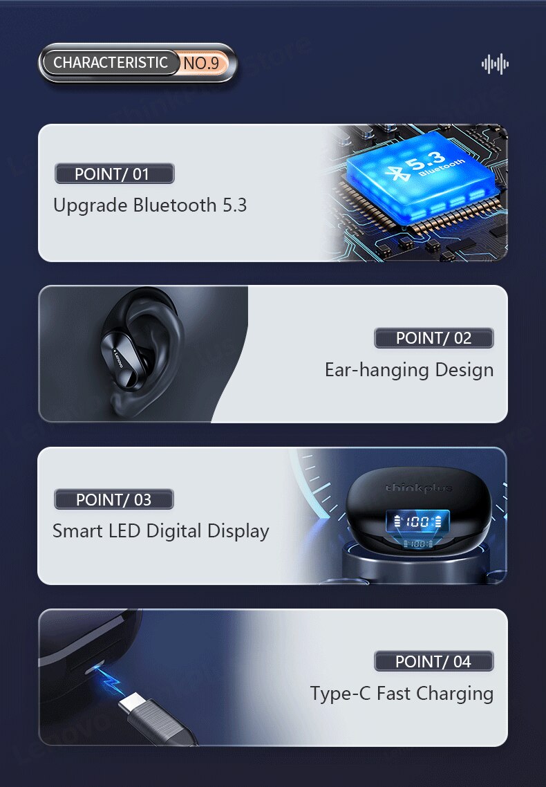 Auricolari Lenovo LP75 TWS Bluetooth 5.3 cuffie sportive Wireless Display digitale a LED auricolari Stereo con riduzione del rumore HiFi