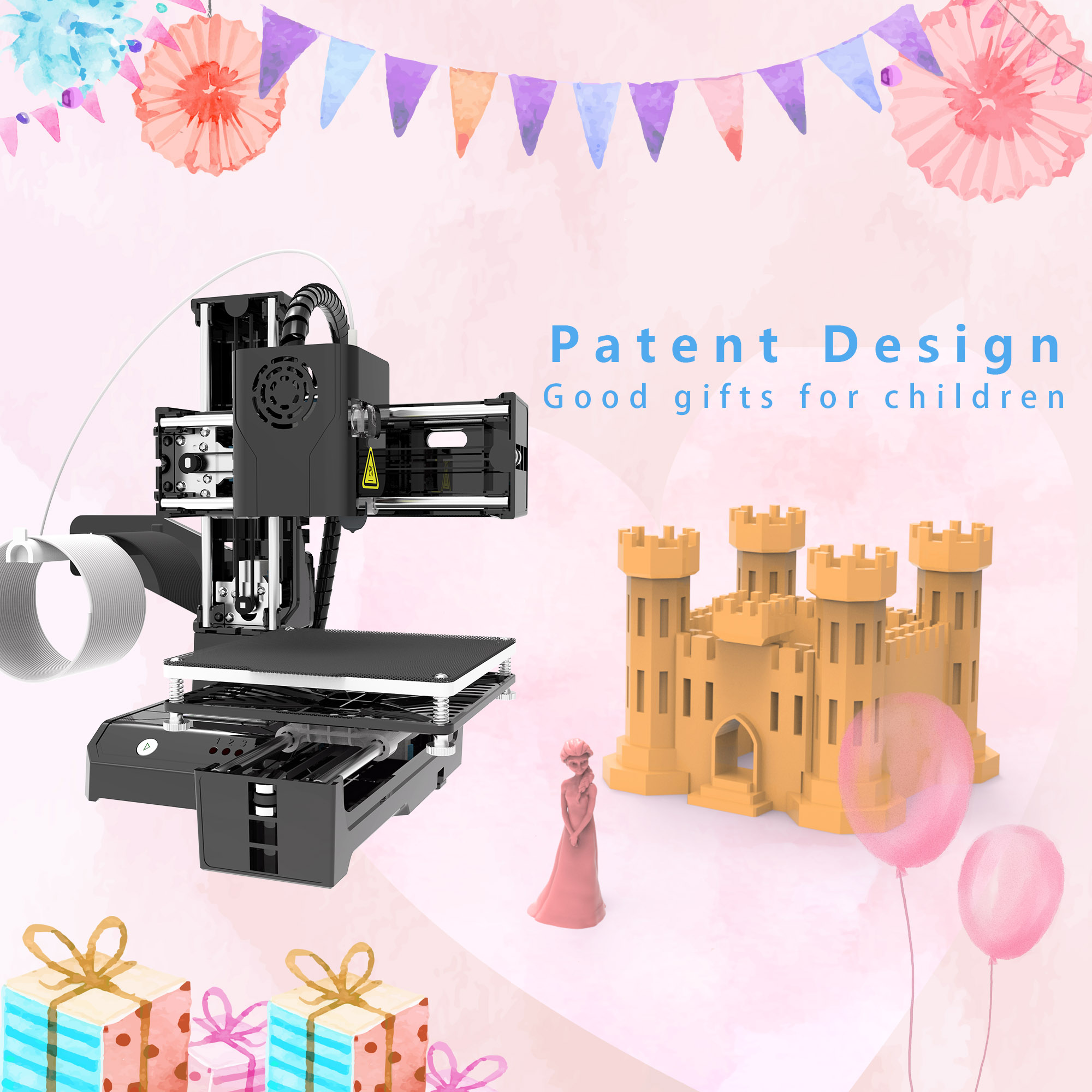 EasyThreed K9 Mini stampante 3D facile da usare Entry Level Toy Gift stampante 3D FDM TPU PLA filamento 1.75mm nero