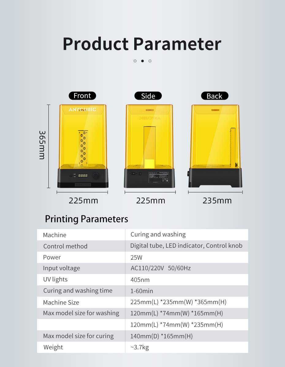 Anycubic stampante 3D Wash And Cure Machine per modelli di polimerizzazione modelli 2 in 1 di lavaggio e polimerizzazione per Photon Mono Impresora 3d