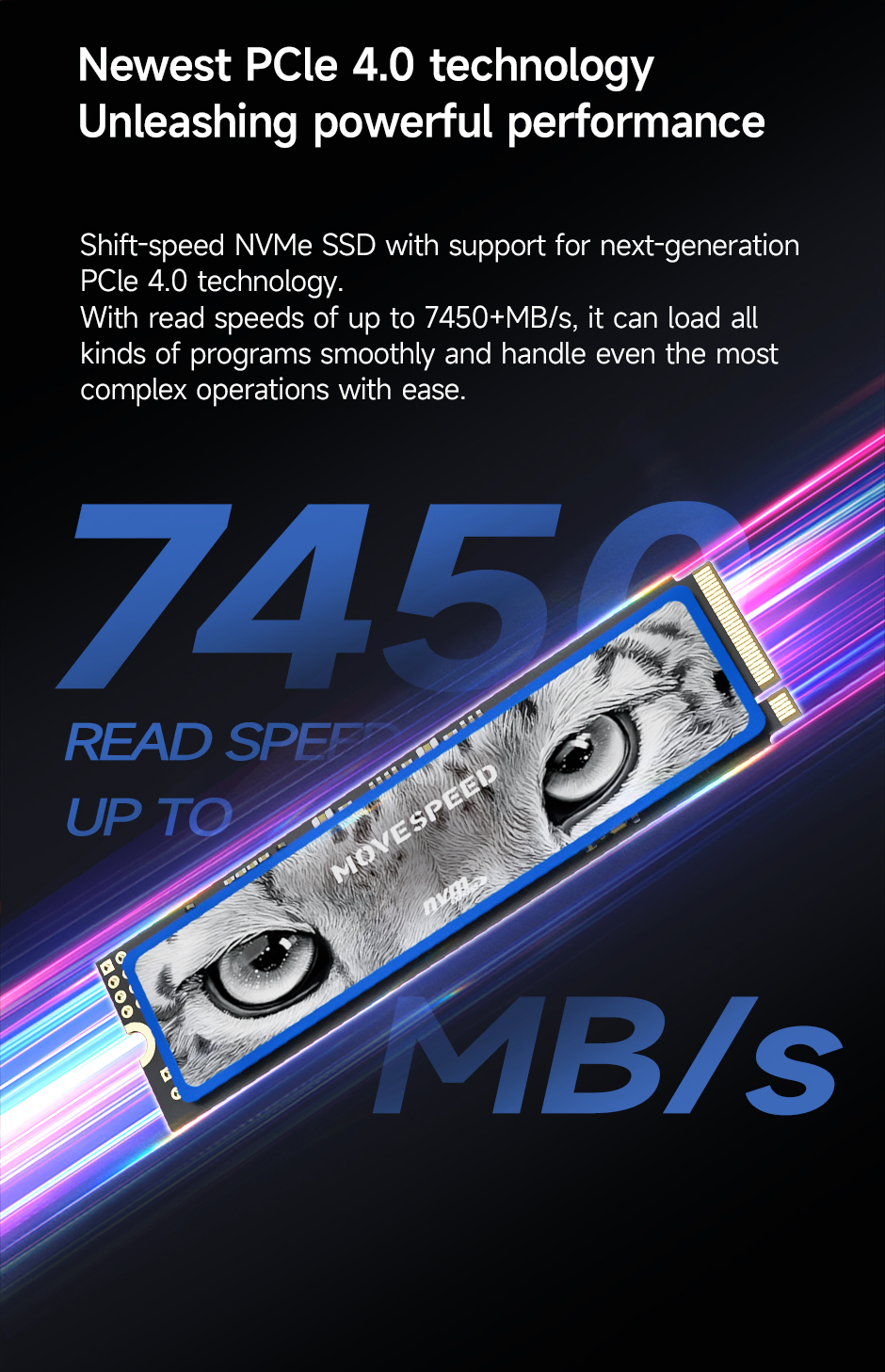 MOVESPEED 7450 MB/s SSD NVMe M.2 2280 4TB 2TB 1TB disco rigido interno a stato solido M2 PCIe 4.0x4 2280 SSD Drive per PC portatile PS5