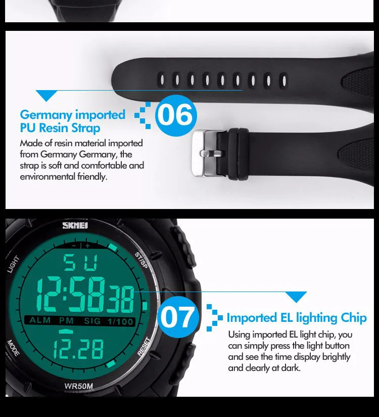 SKMEI Fashion Simple Sport watch Men Military Watches Alarm Clock Shock Resistant Waterproof Digital Watch reloj hombre 1025