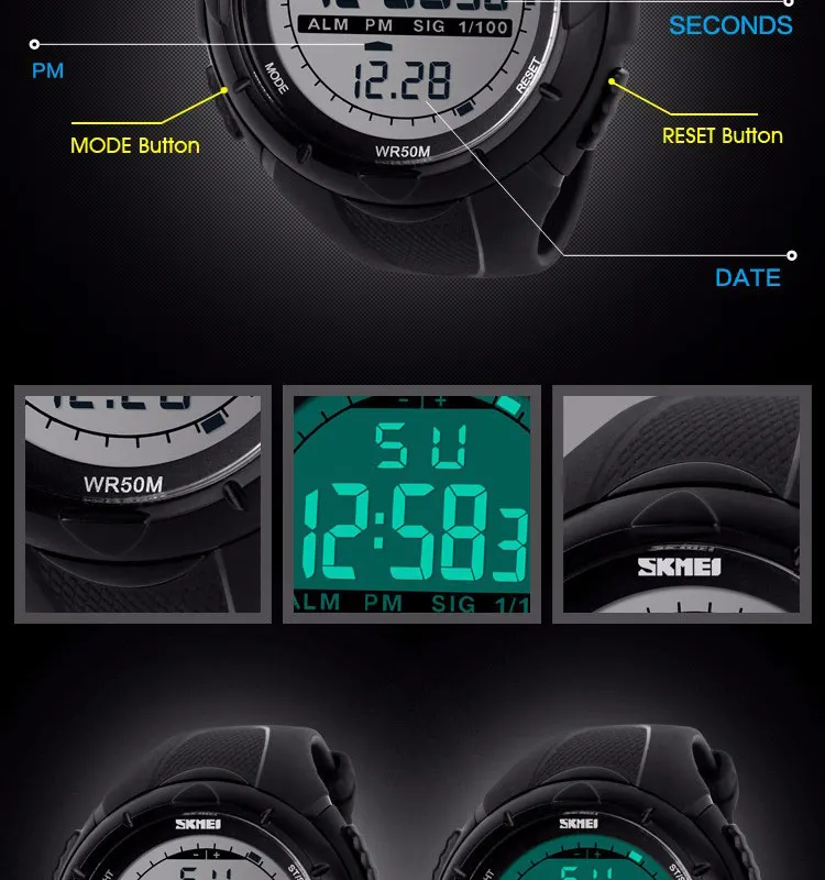 SKMEI Fashion Simple Sport watch Men Military Watches Alarm Clock Shock Resistant Waterproof Digital Watch reloj hombre 1025