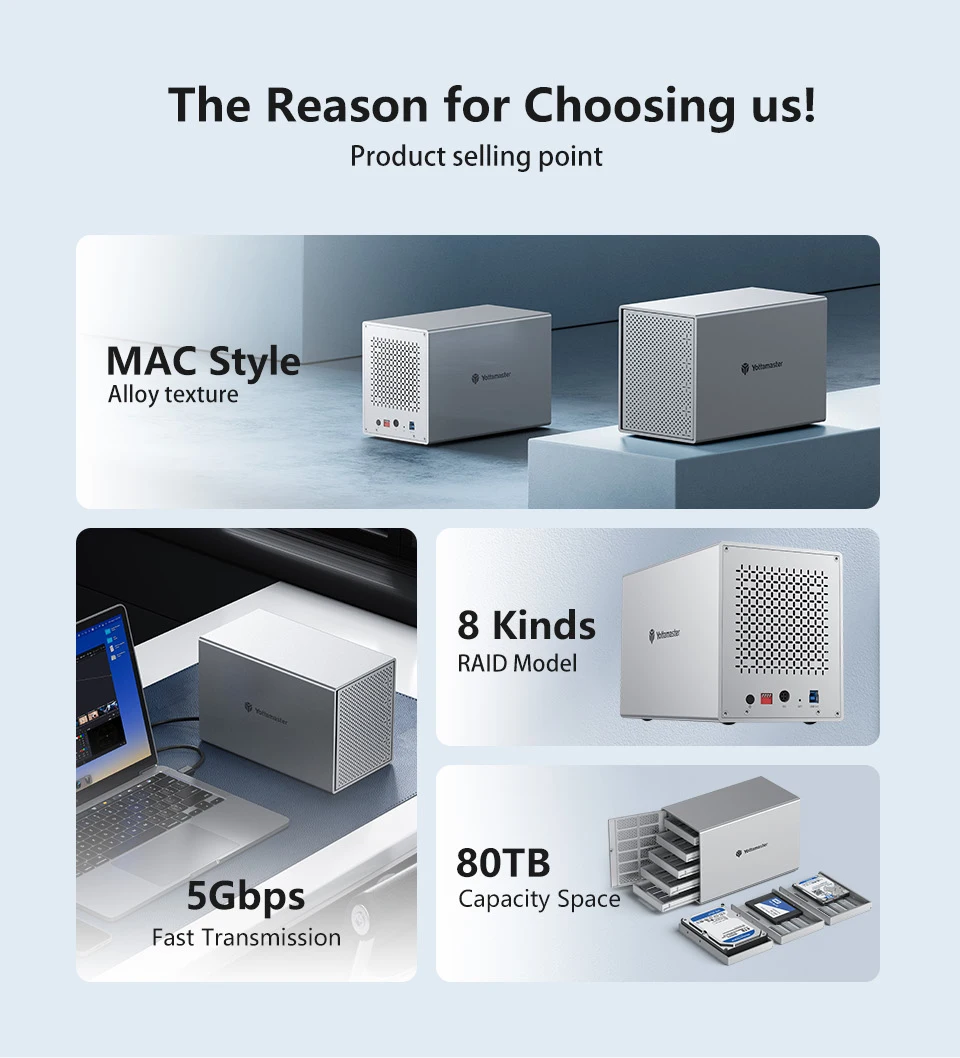 Yottamaster PS500C3 RAID Hard Drive Enclosure Support USB 3.1 5Gbps Type-C for 2.5