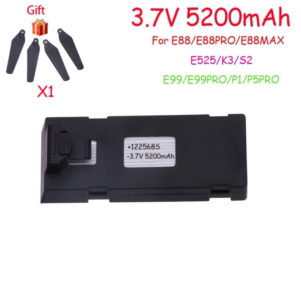 3.7V 5200mAh Rechargeable Li-ion Battery For RC Drone E88 E88PRO E99 P1 K3 P10 A13 S98 E525 RC Quadcopter Parts Battery 1-10pcs - Image 2