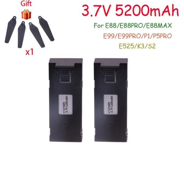 3.7V 5200mAh Rechargeable Li-ion Battery For RC Drone E88 E88PRO E99 P1 K3 P10 A13 S98 E525 RC Quadcopter Parts Battery 1-10pcs - Image 6