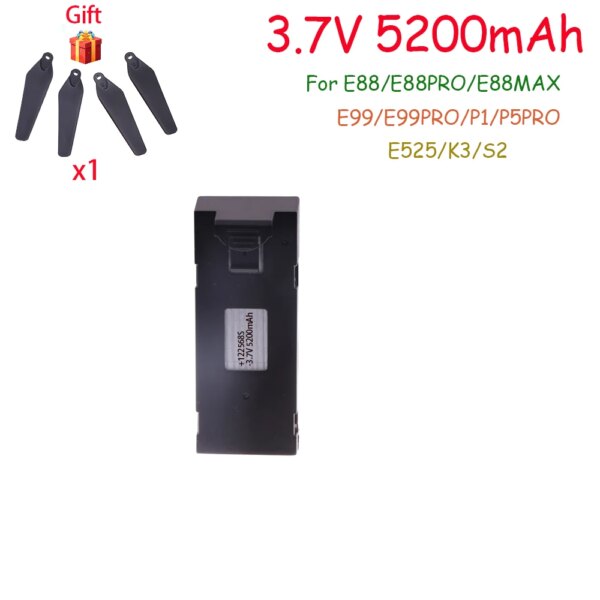 3.7V 5200mAh Rechargeable Li-ion Battery For RC Drone E88 E88PRO E99 P1 K3 P10 A13 S98 E525 RC Quadcopter Parts Battery 1-10pcs - Image 3