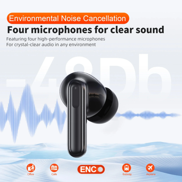 QERE E50 Wireless Headphones, TWS Bluetooth 5.3,HD Microphone,HIFI Earphones,13mm Driver,60ms Low Latency,4 Mics, ENC Call, New - Image 6