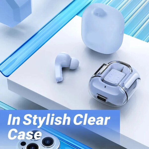 Original T2 Wireless Bluetooth Earphone Transparent HIFI Headphones LED Power Digital Display Stereo Sound Earphones for Xiaomi - Image 6