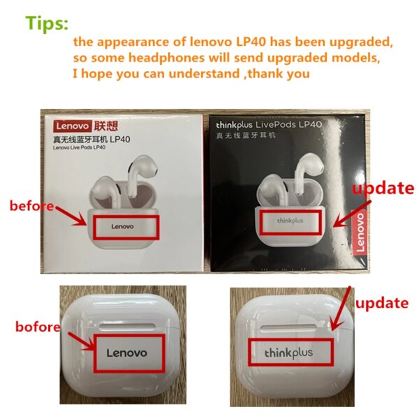 Original Lenovo LP40 wireless headphones TWS Bluetooth Earphones Touch Control Sport Headset Stereo Earbuds For Phone Android - Image 6