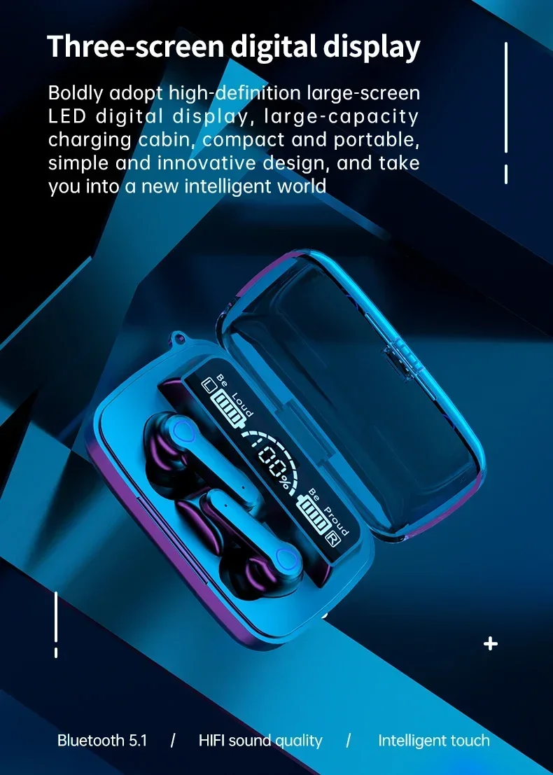 M19 headset TWS Earphone Intelligente Touch Control Wireless Bluetooth-compatible Headphones Waterproof LED Display With Mic M19 headset TWS Earphone Intelligente Touch Control Wireless Bluetooth-compatible Headphones Waterproof LED Display With Mic