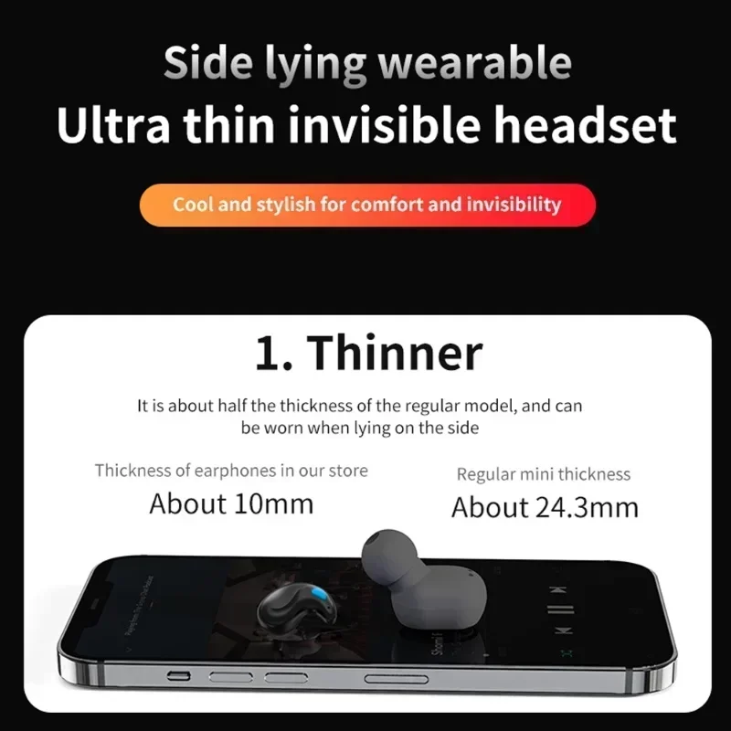 X55 Sleeping Earbuds Wireless Mini Headphones For Work TWS Bluetooth Earphone Stereo Hidden Headsets with Mic HD Call Waterproof