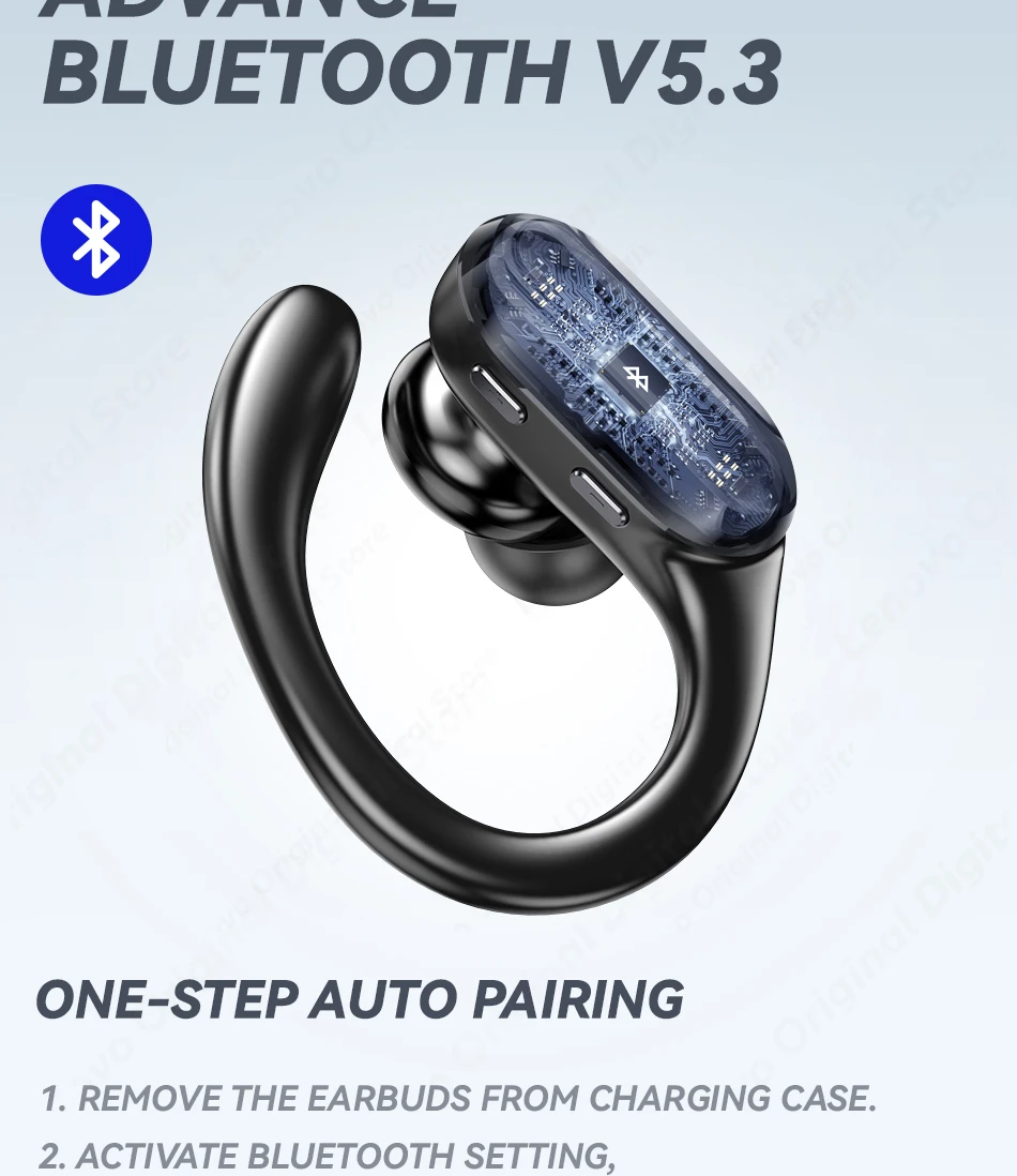 Lenovo XT80 Sports Wireless Headphones with Mics, Button Control, LED Power Display,Hifi Stereo Sound