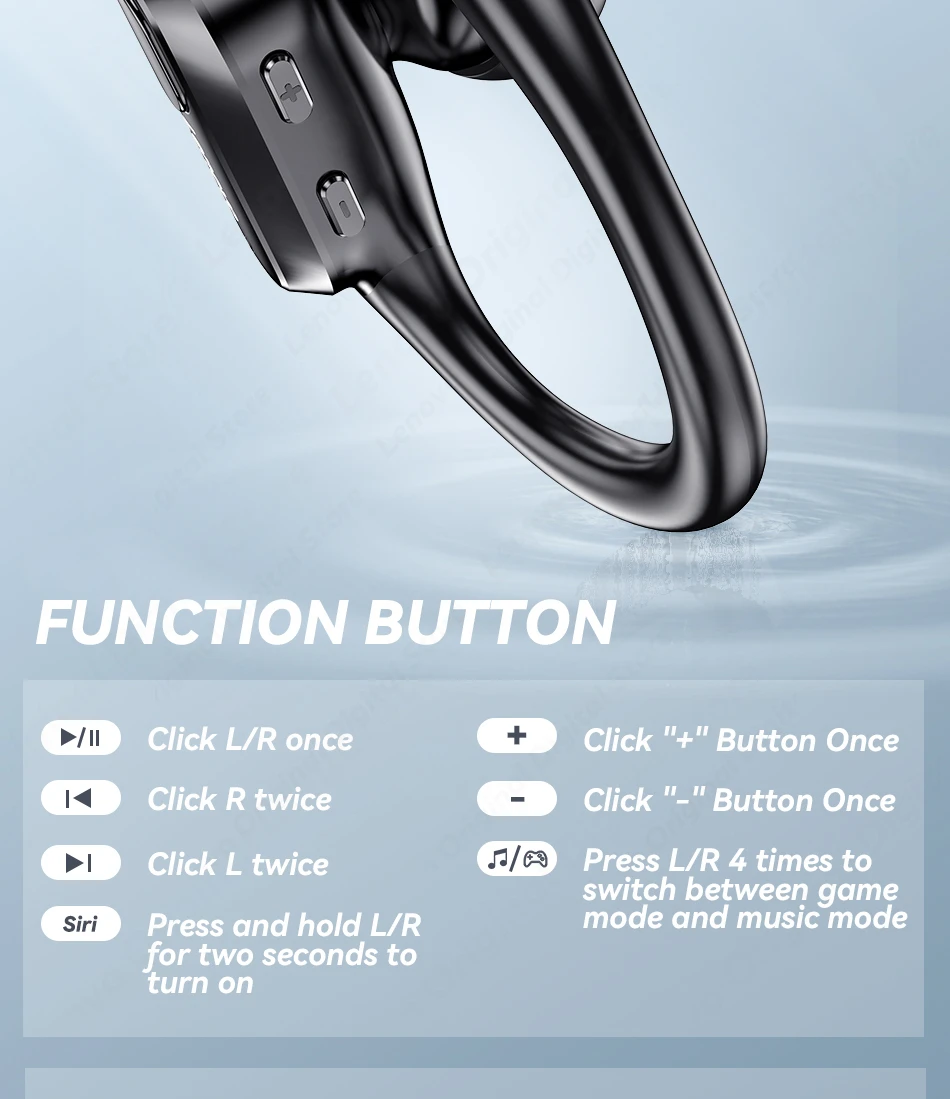 Lenovo XT80 Sports Wireless Headphones with Mics, Button Control, LED Power Display,Hifi Stereo Sound
