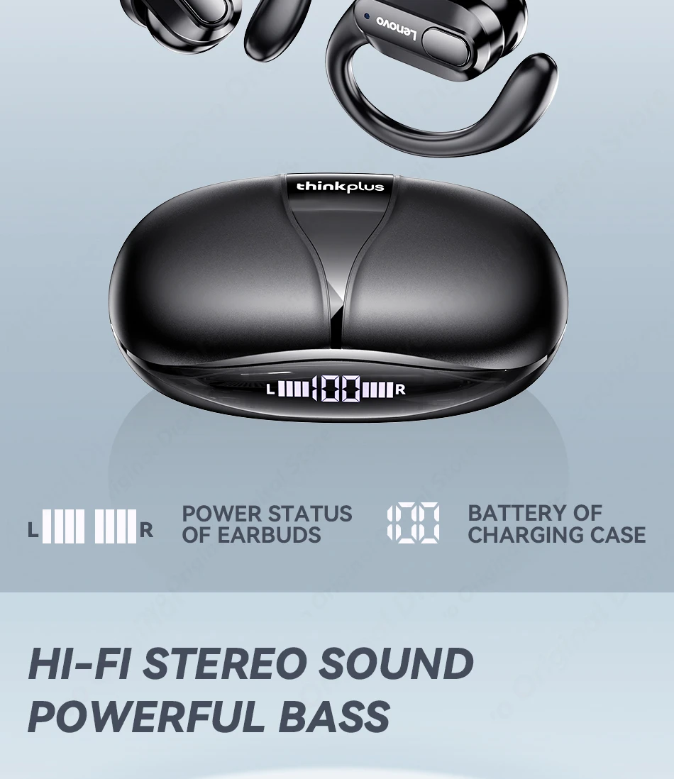 Lenovo XT80 Sports Wireless Headphones with Mics, Button Control, LED Power Display,Hifi Stereo Sound