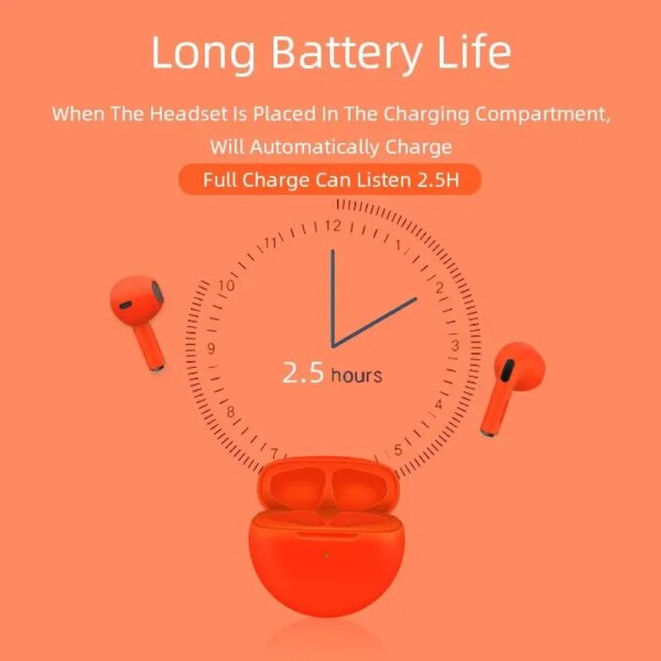 TWS Pro6 Earphone Bluetooth Headphones with Mic 9D Stereo Pro 6 Earbuds for Xiaomi Samsung Android Wireless Bluetooth Headset - Image 6