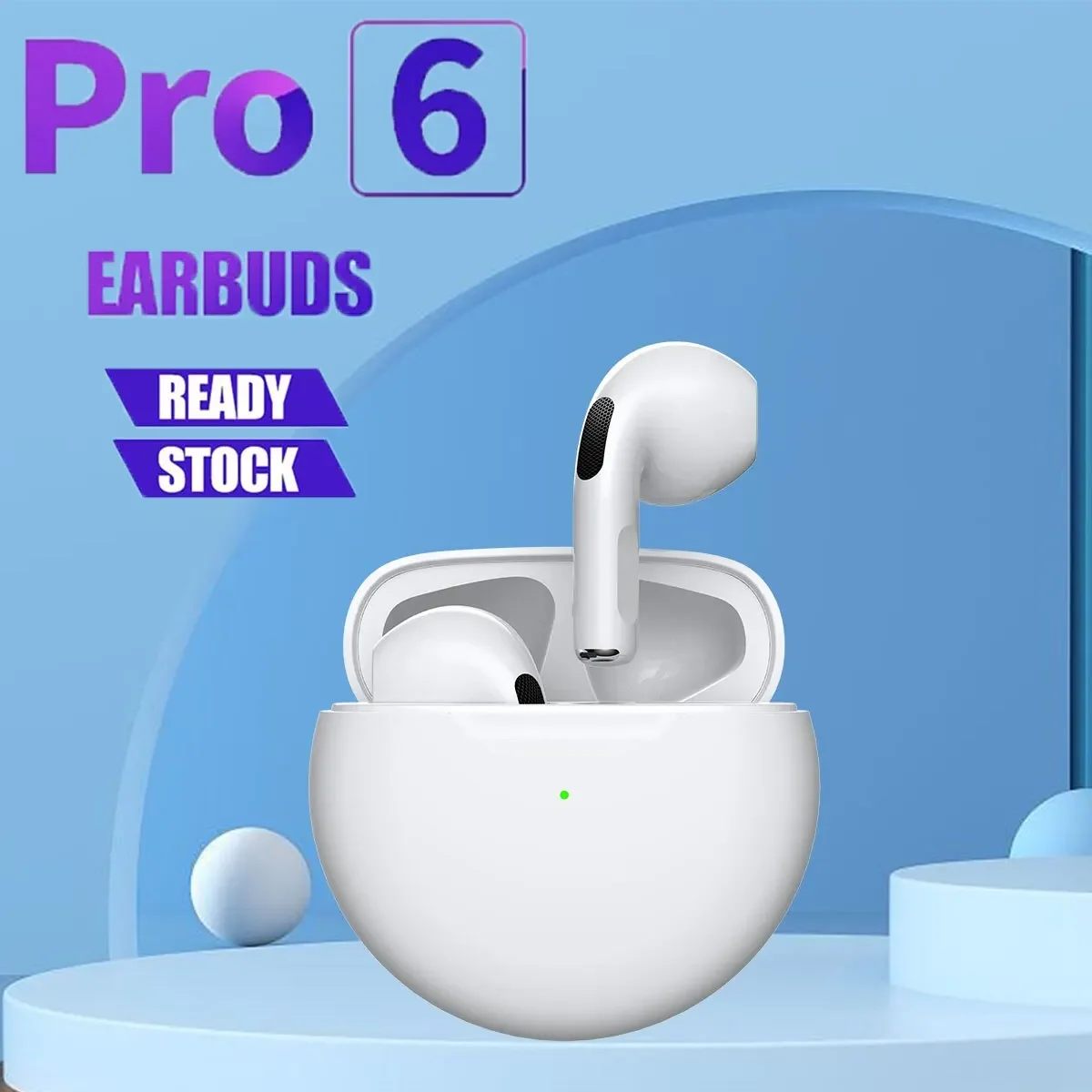 TWS Pro6 Earphone Bluetooth Headphones with Mic 9D Stereo Pro 6 Earbuds for Xiaomi Samsung Android Wireless Bluetooth Headset