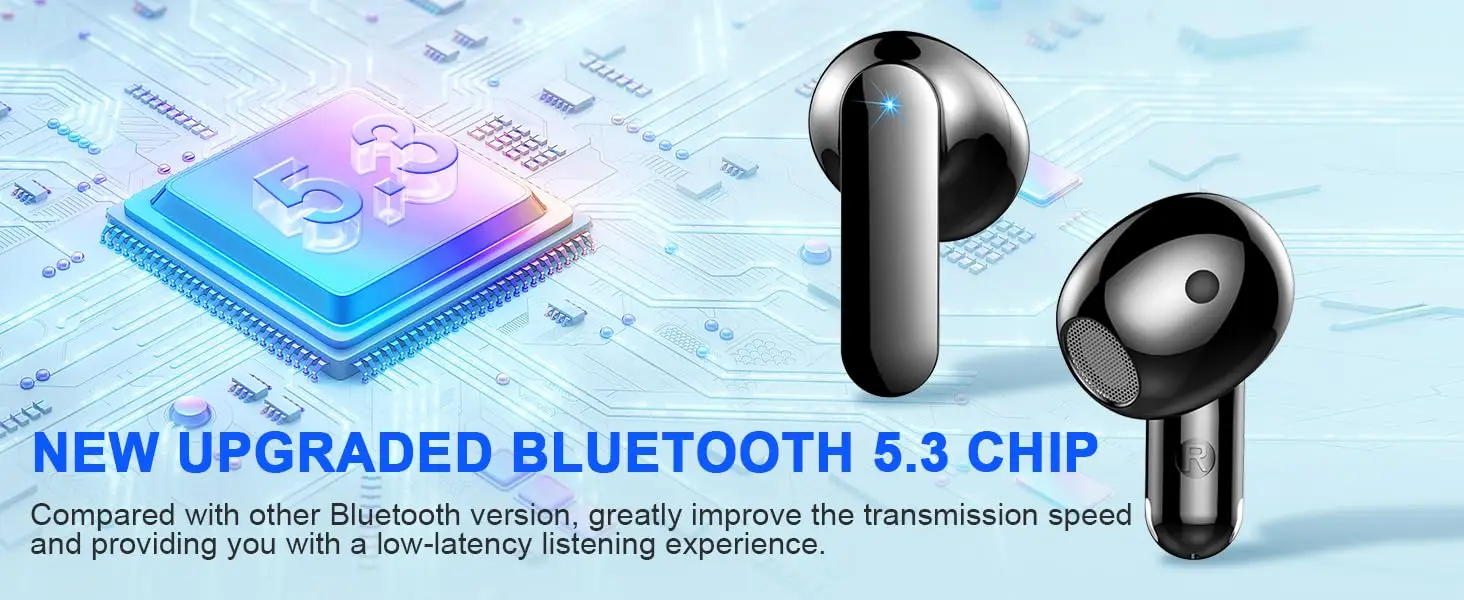 Wireless Earbuds, Bluetooth 5.3 Headphones Built in Noise Cancelling Mic, 36H Playtime LED Display Wireless Earphones.