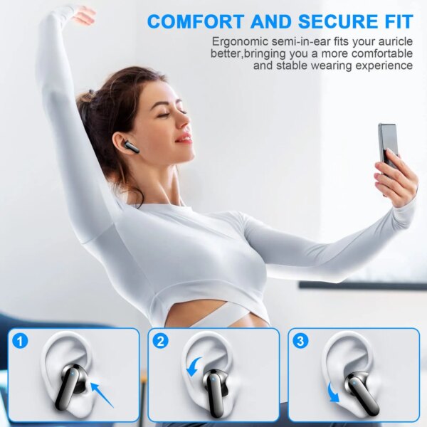 Wireless Earbuds, Bluetooth 5.3 Headphones Built in Noise Cancelling Mic, 36H Playtime LED Display Wireless Earphones. - Image 5