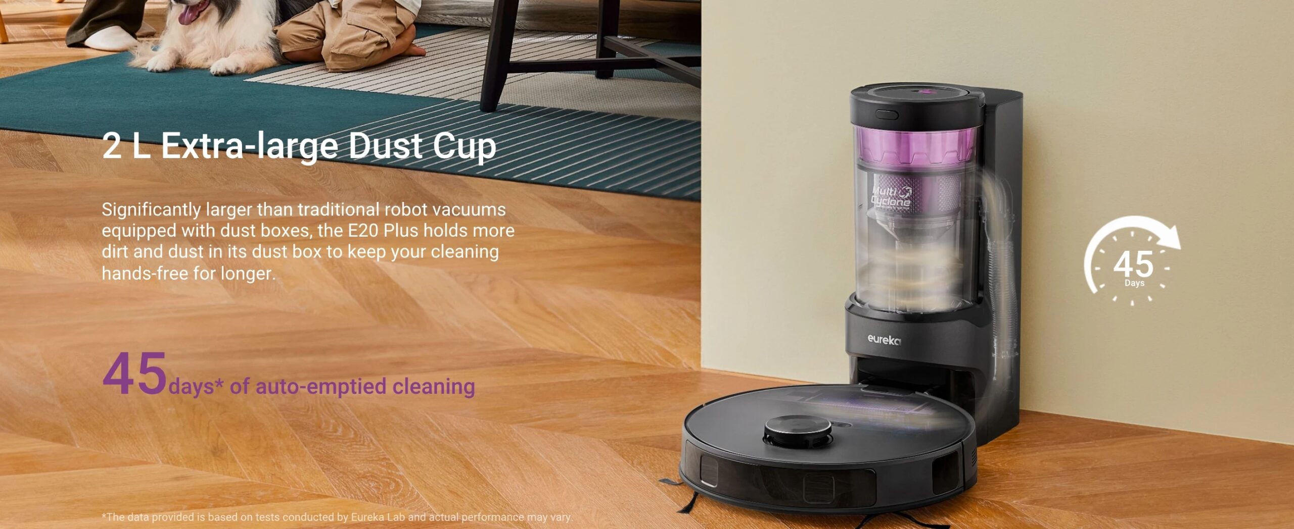 Eureka E20+ 8000 Pa Self-Emptying Robot Vacuum Cleaner, 180 Min Battery Life, DuoDetect AI 3D Obstacle Avoidance