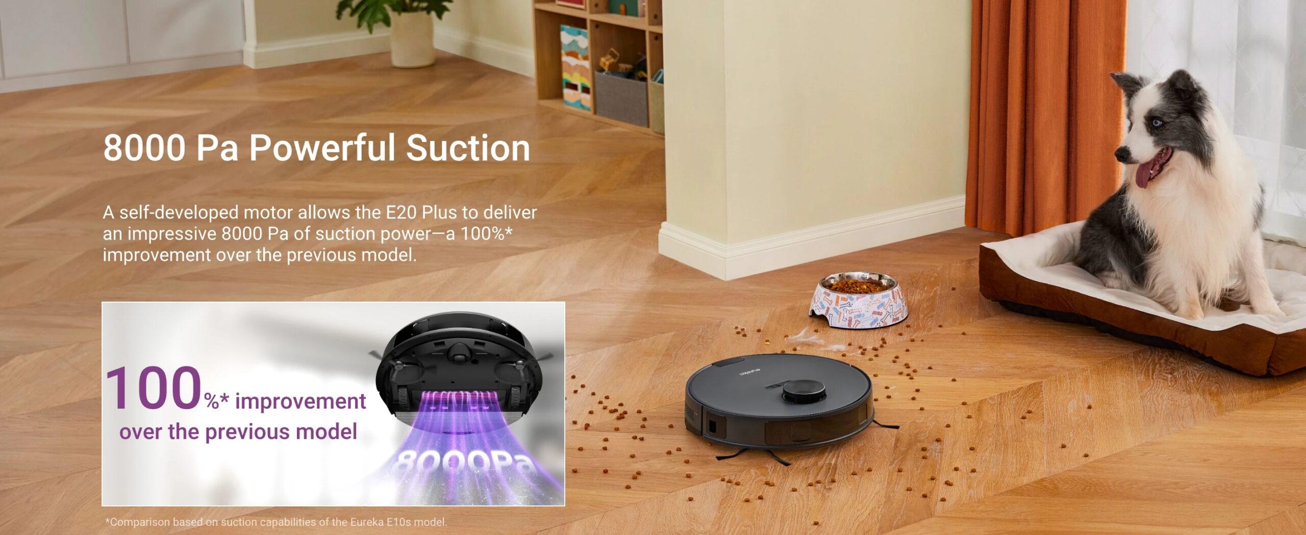 Eureka E20+ 8000 Pa Self-Emptying Robot Vacuum Cleaner, 180 Min Battery Life, DuoDetect AI 3D Obstacle Avoidance