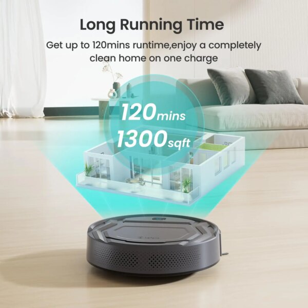 Lefant M210 Pro Robot Vacuum Cleaner, 2200Pa Powerful Suction, 120 Mins Runtime, Automatic Self-Charging, Wi-Fi/App/Alexa Contro - Image 5