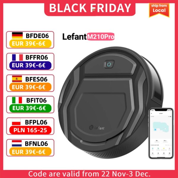 Lefant M210 Pro Robot Vacuum Cleaner, 2200Pa Powerful Suction, 120 Mins Runtime, Automatic Self-Charging, Wi-Fi/App/Alexa Contro