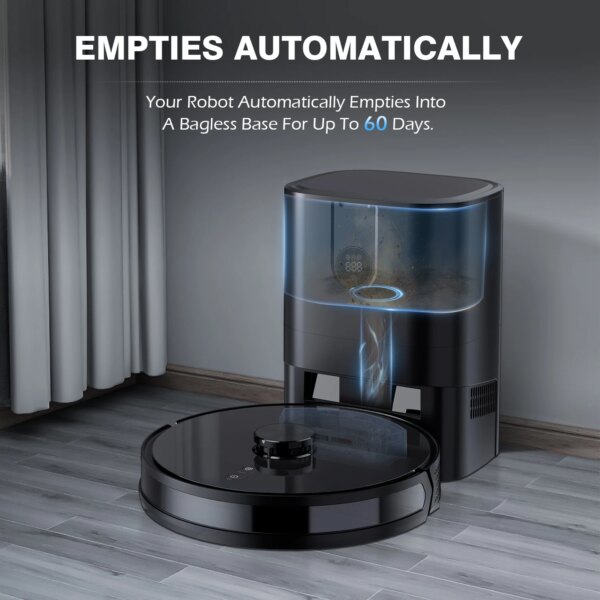 ZCWA D900 Robot Vacuum Cleaner with Auto-empty Dock, 6000PA Suction, Multi-Floor Maping, Customized Wet Dry Room Cleaning